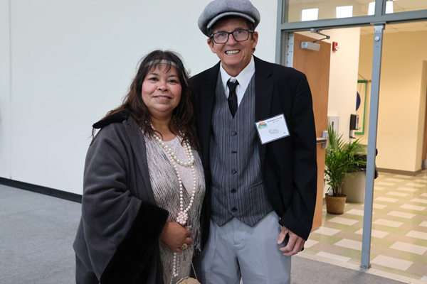 couple dressed up in 1920's themed clothing